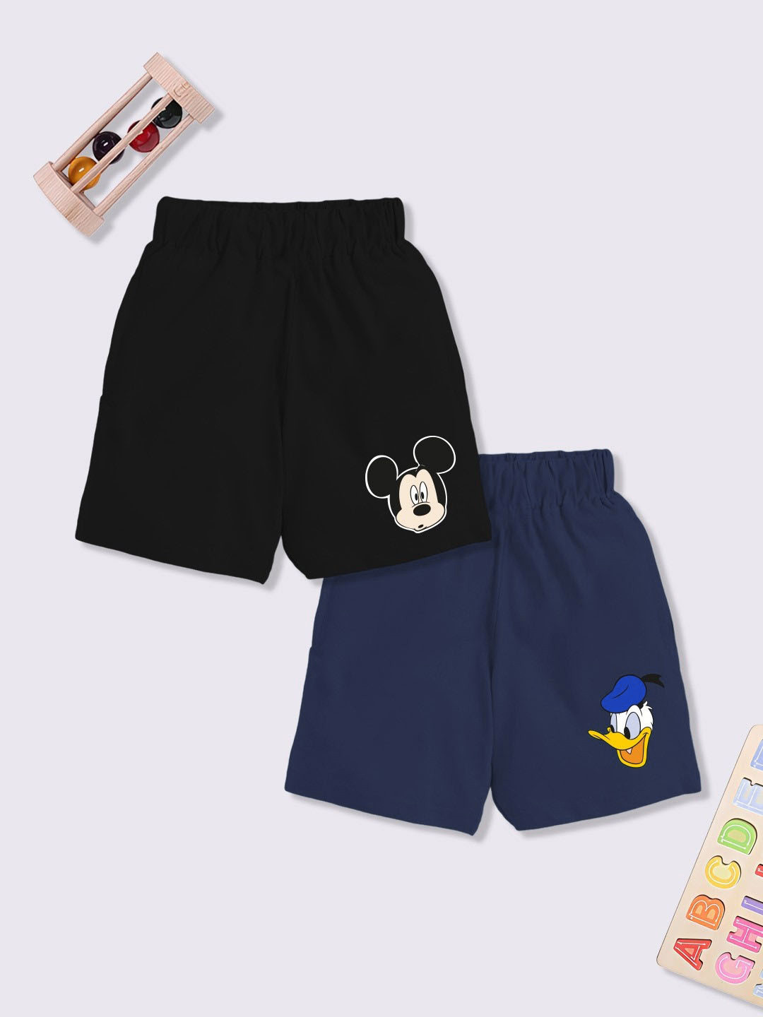 YK Disney Boys Pack of 2 Humour Printed Shorts