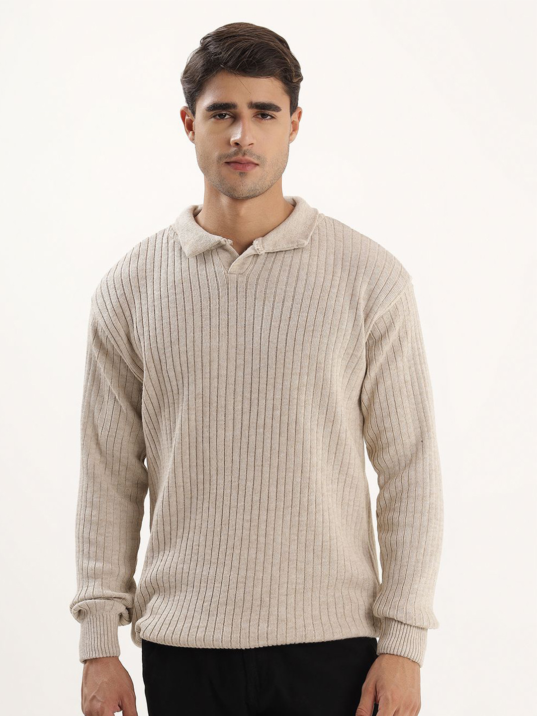THE BEETEL HOUSE Men Winter Wear Collared Ribbed Pullover Sweater