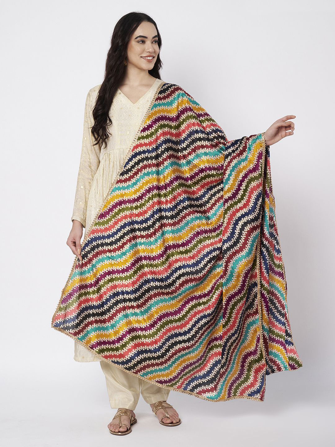 AKSHADEEP Printed Leheriya Dupatta