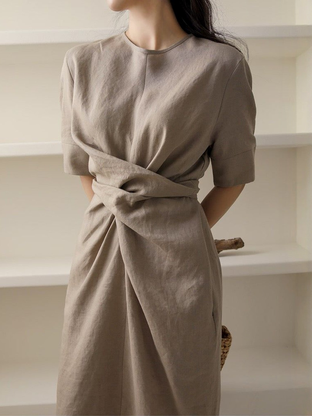 Miss Mosa By Akanksha Brown Rosaura Statement Midi Dress