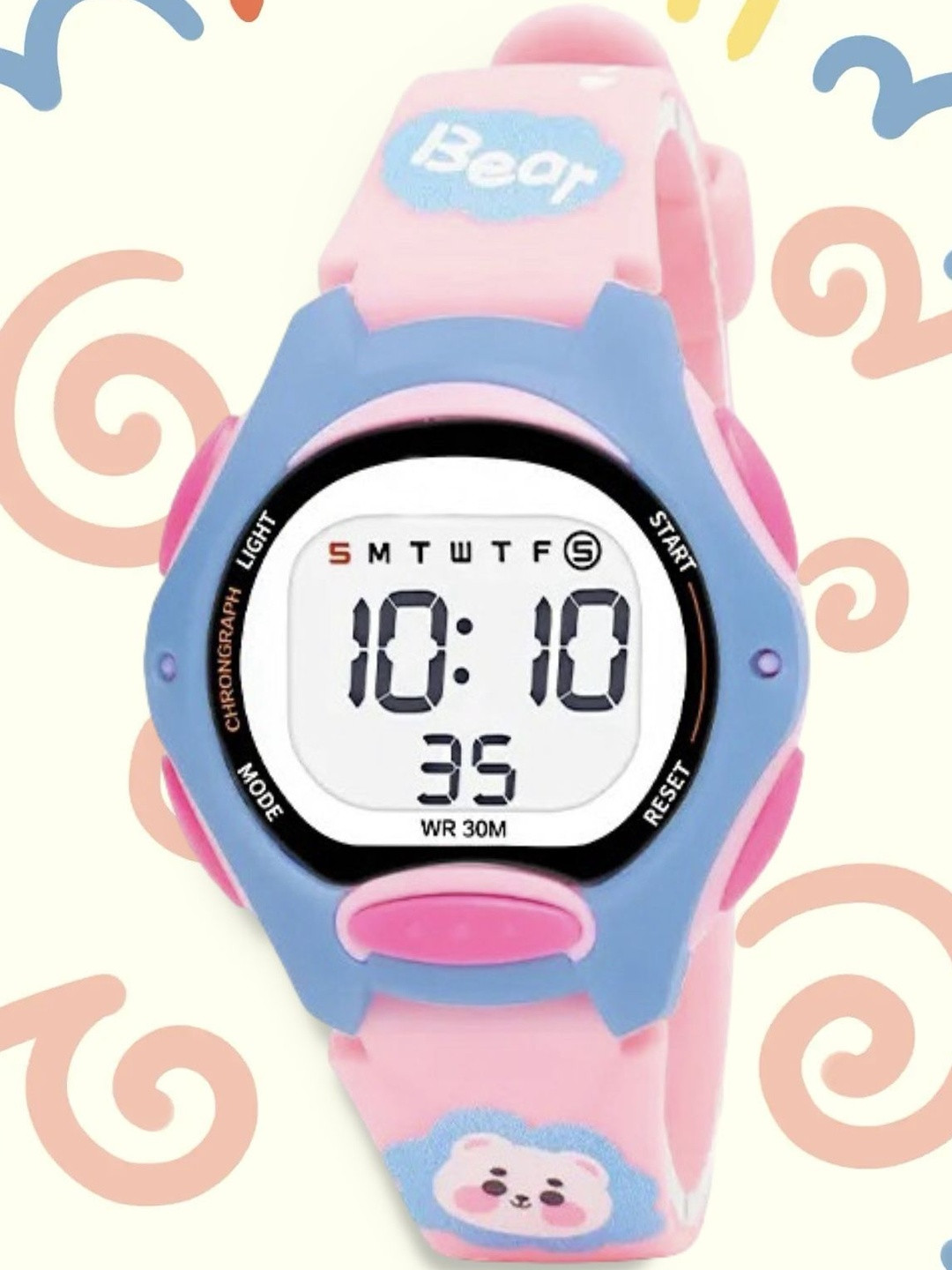 Otage Kids Printed Dial & Straps Digital Multi Function Watch 8207 Pink1