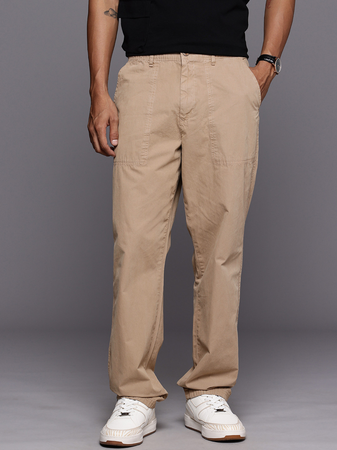 Louis Philippe Jeans Men Pure Cotton Chinos Trousers