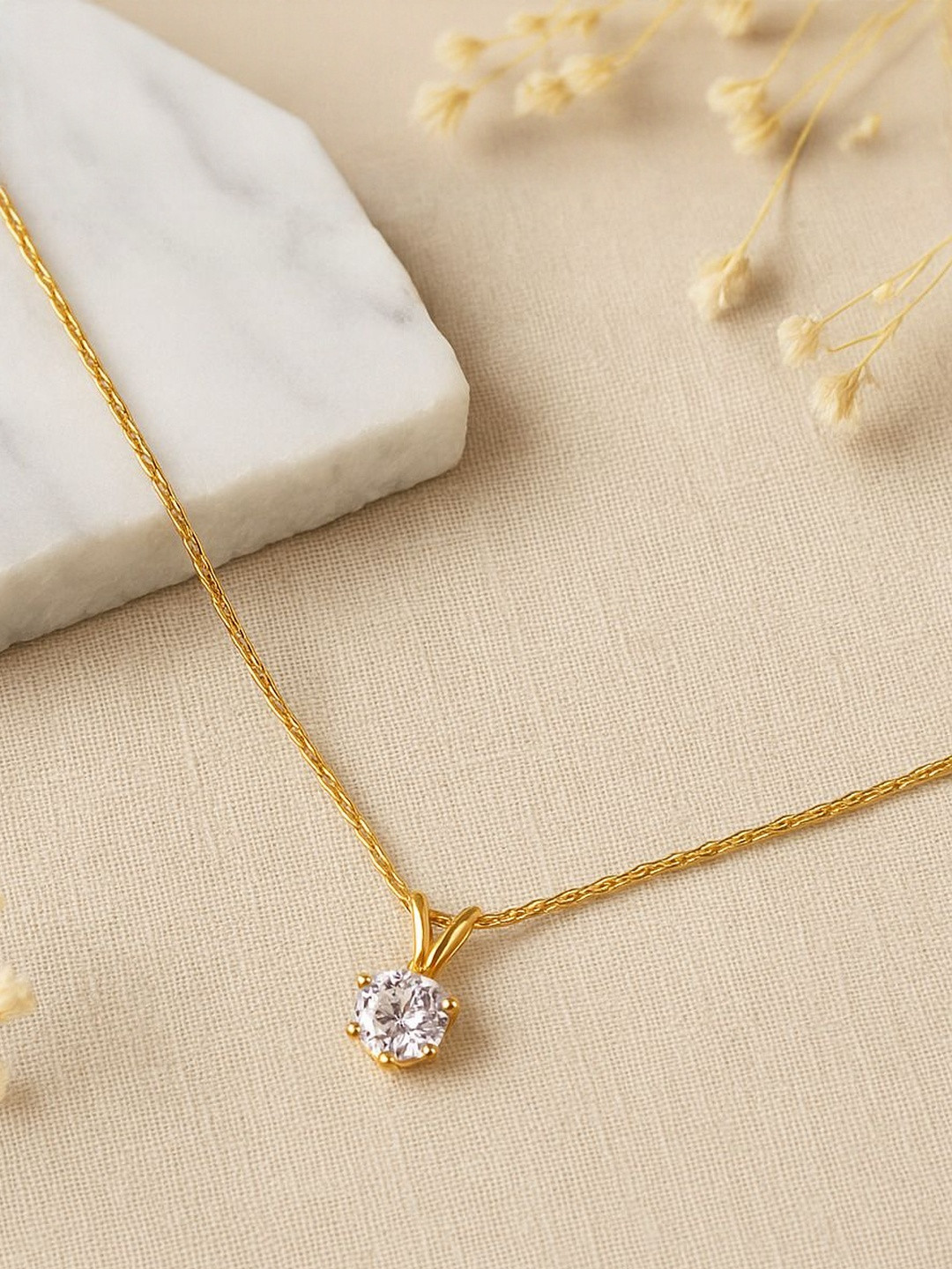 GARNISHA Women Gold-Plated Circle Drop Chain Pendant With Chains