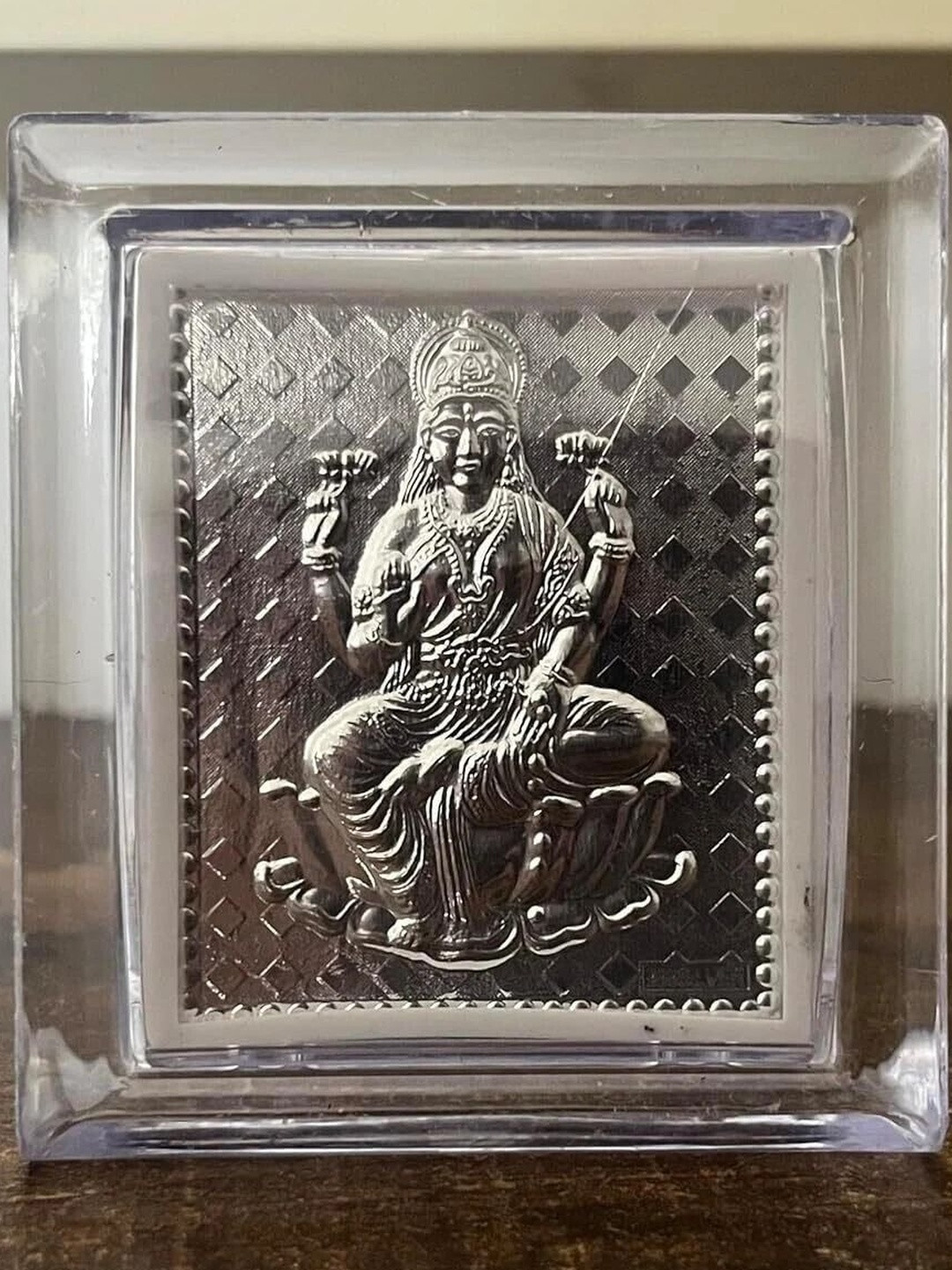 ASTRO-D Silver Laxmi Acrylic L Stand Silver-Toned Religious Showpiece