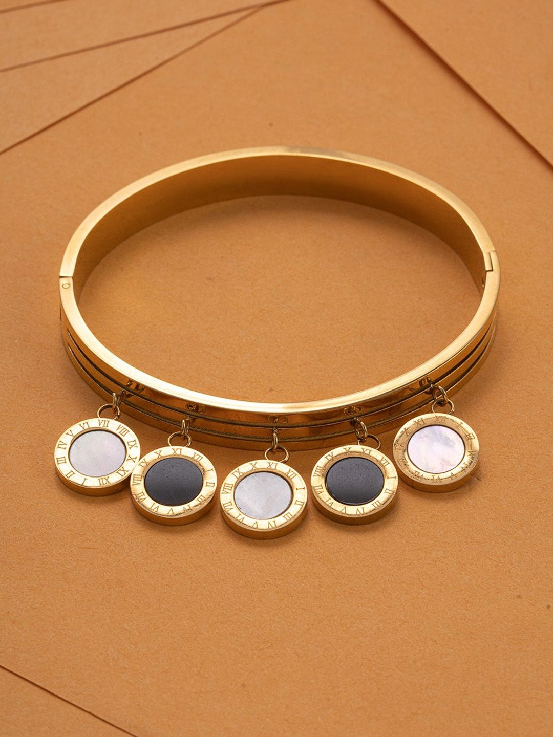 Ashnera Women Gold-Plated Artificial Stones Hanging Bracelet