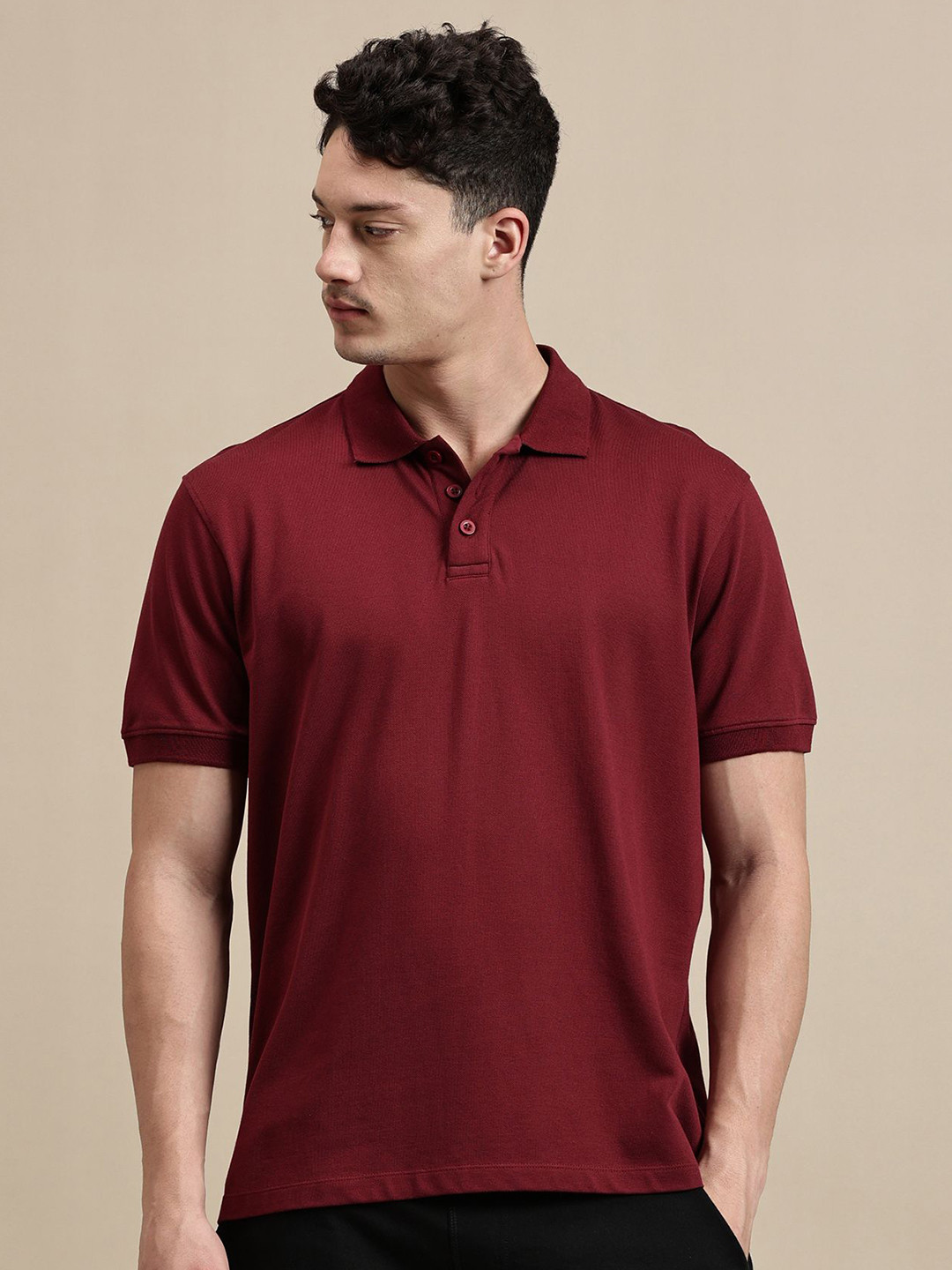 Ecolore Men Solid Polo Collar T-shirt