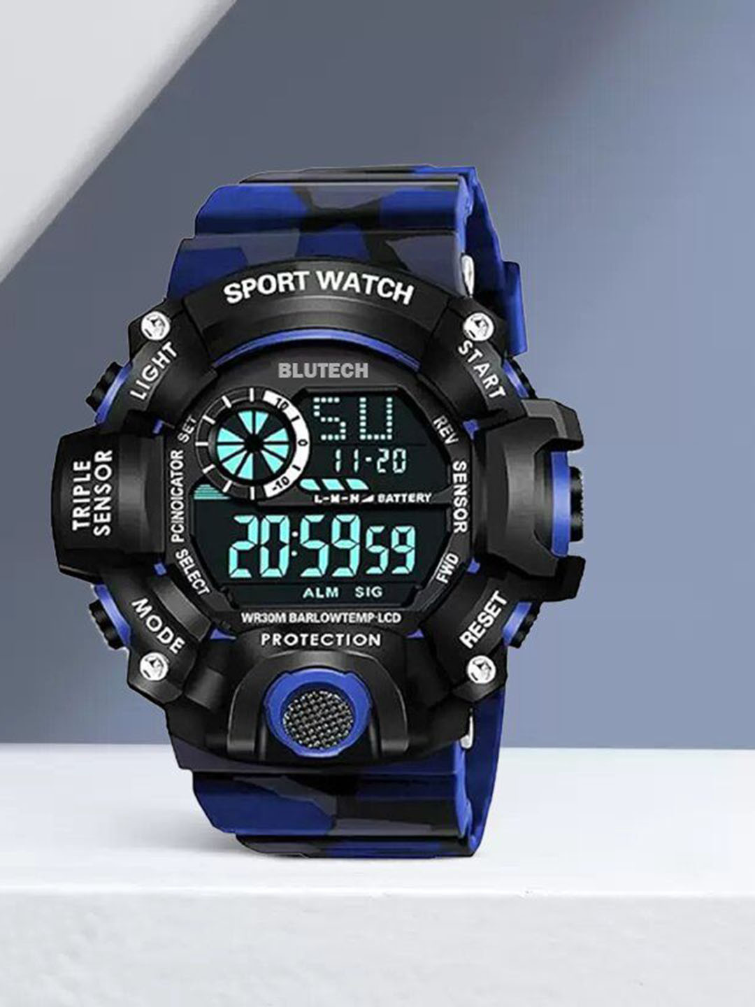 Blutech Men Textured Straps Digital Sports Watch GshckiBluMitry