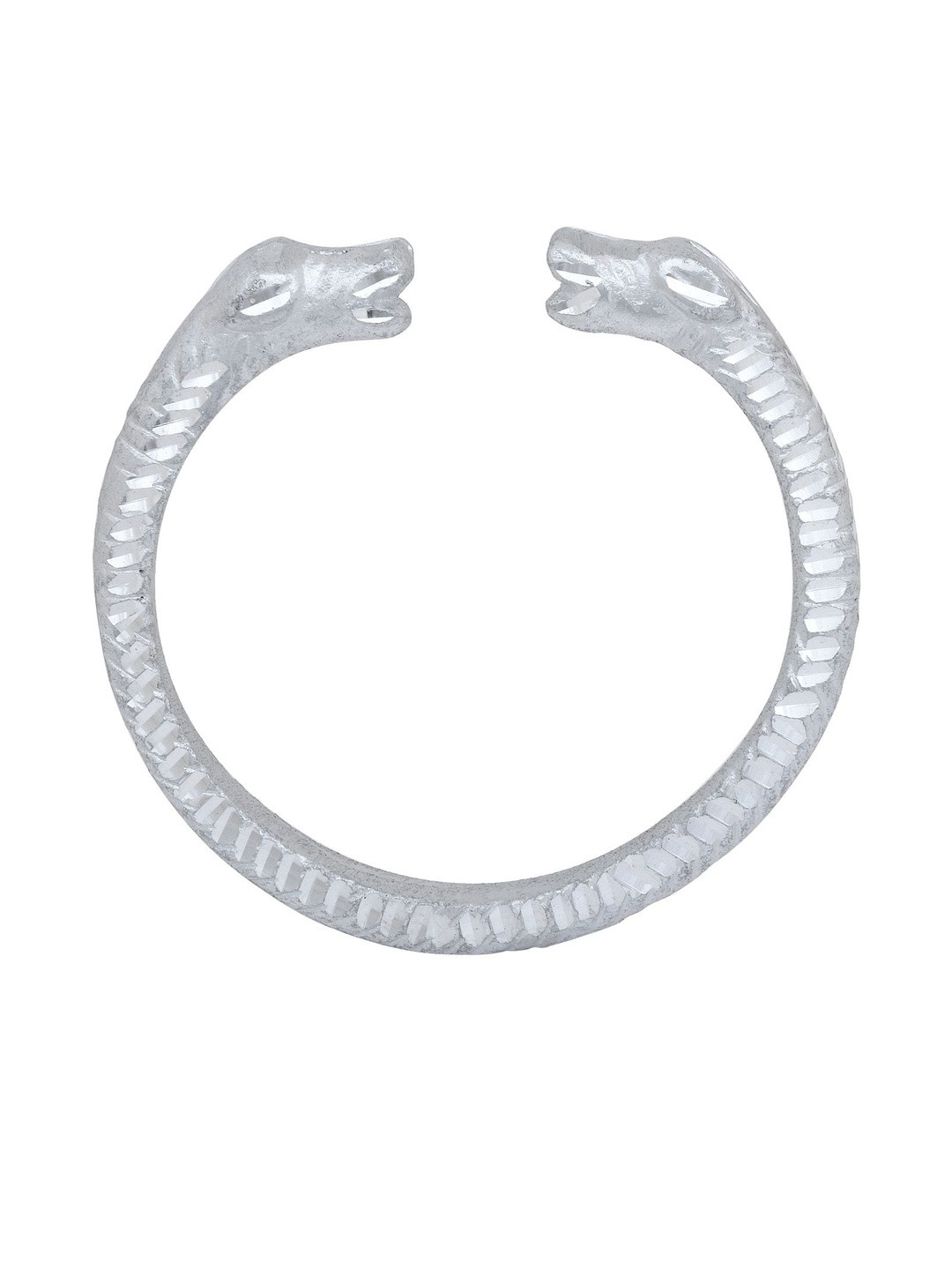 Missmister Men Silver Plated Stainless Steel Tiger Head Kada