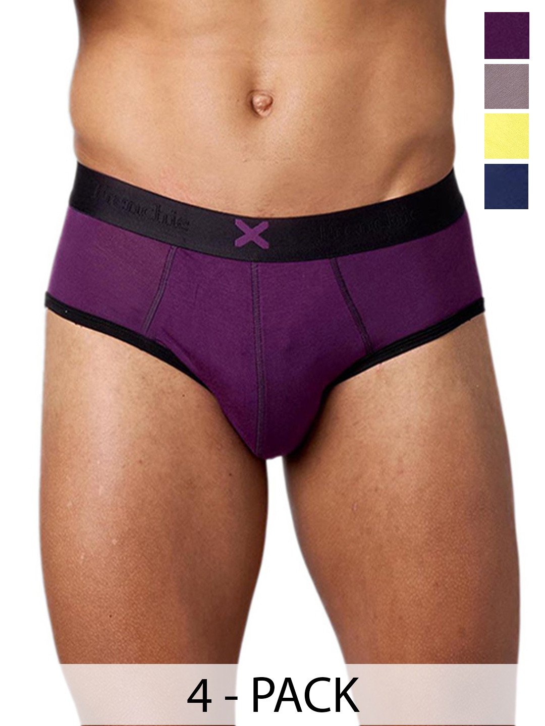 FRENCHIE Men Pack Of 4 Low Rise Ultrasoft Briefs FR-MI-BF-HYPE-1X5-PO2-PGBLU-S