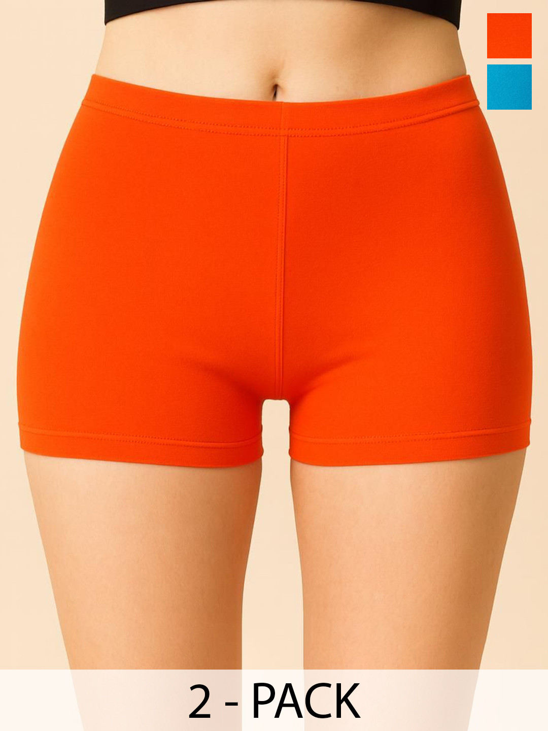 Apraa & Parma Pack of 2 Mid-Rise Antimicrobial Boyshort Briefs AP SBT-33 Sky Blue,D Orange
