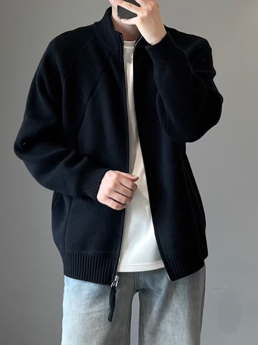 StyleCast Men Stand Collar Cape Jacket with Patchwork