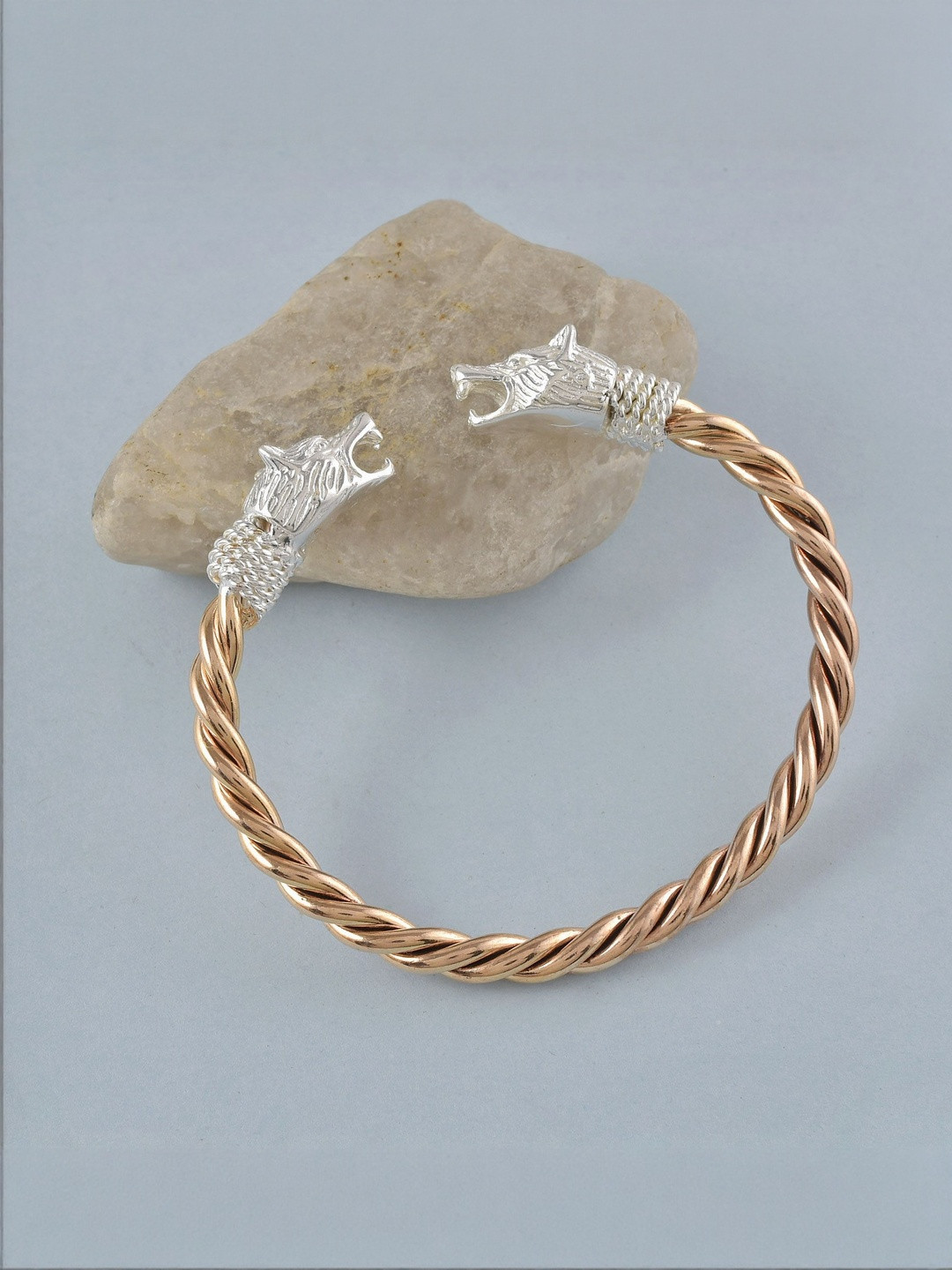 MEMOIR Unisex Gold-Plated SIlver Head Kada Bracelet