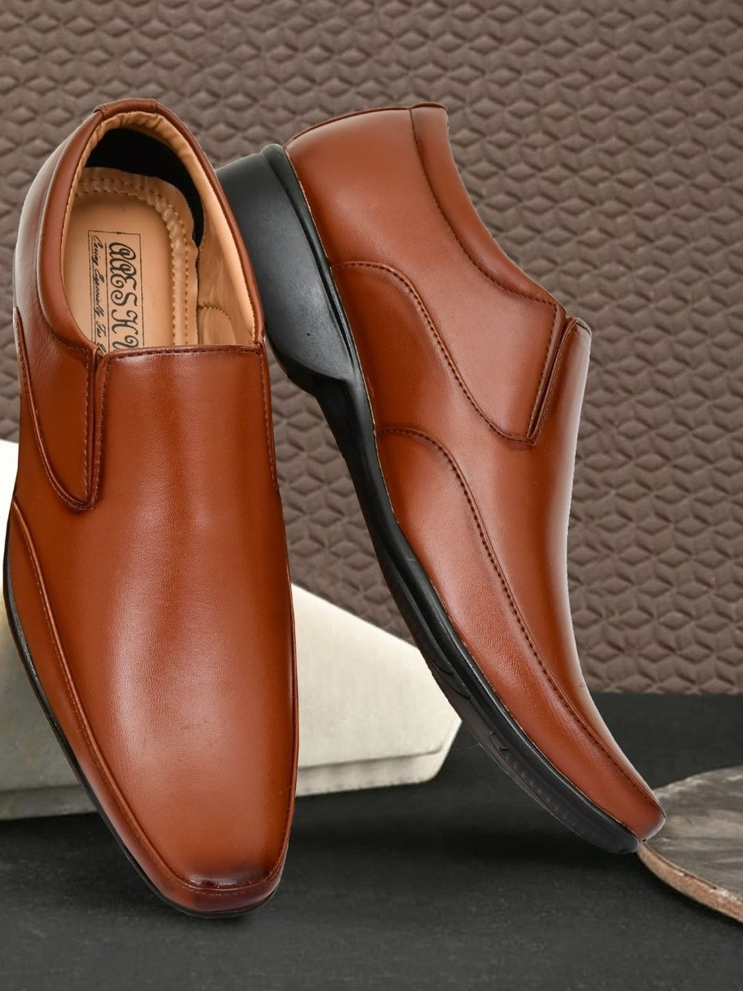 Aaeshu Men Brown Synthetic Leather office wear comfort stylish lightweight formal shoe