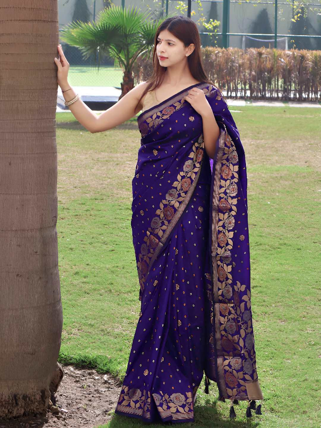 Tasarika  Women Woven Designee Floral Zari Banarasi Saree