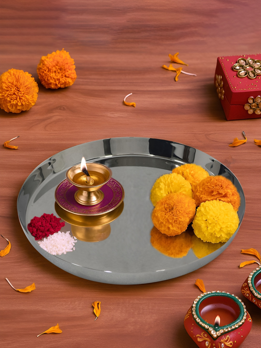 Metalsmith Steel Eco Friendly Pooja Thali