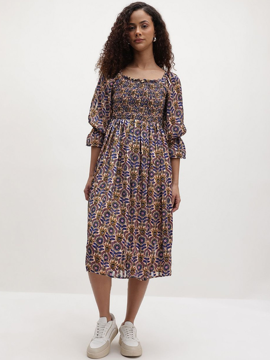 Roadster Women Fawn Floral Georgette Printed Fit & Flare Mini Dress