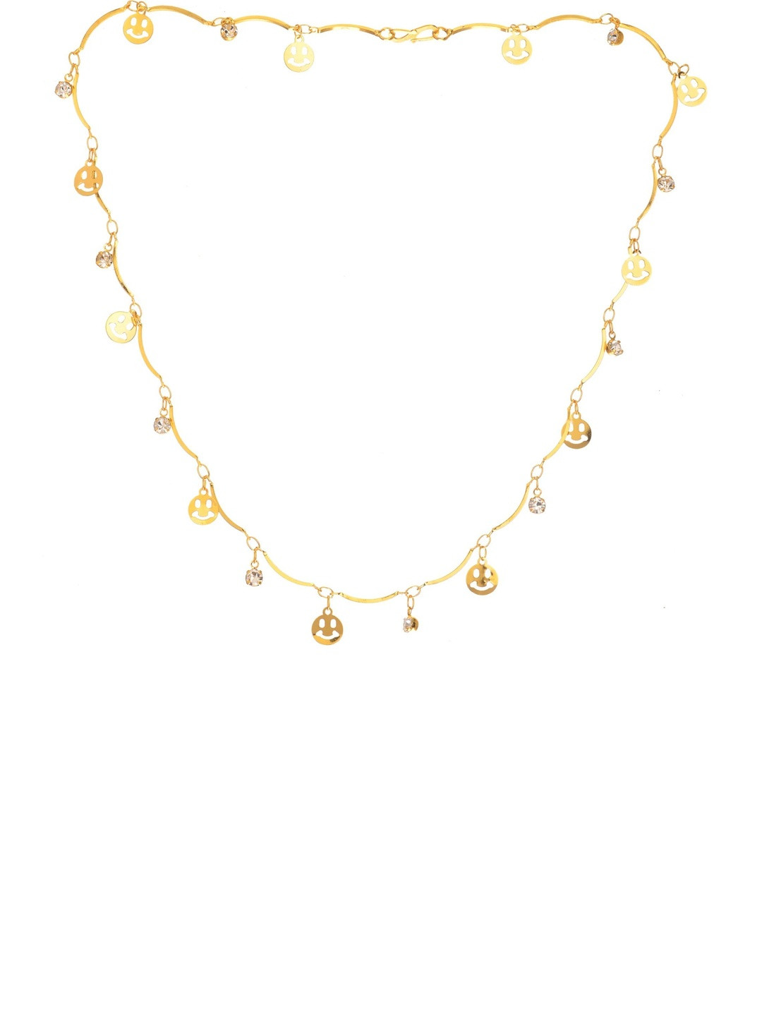 Beadworks Women Gold-Plated Smiley Face Charm Necklace