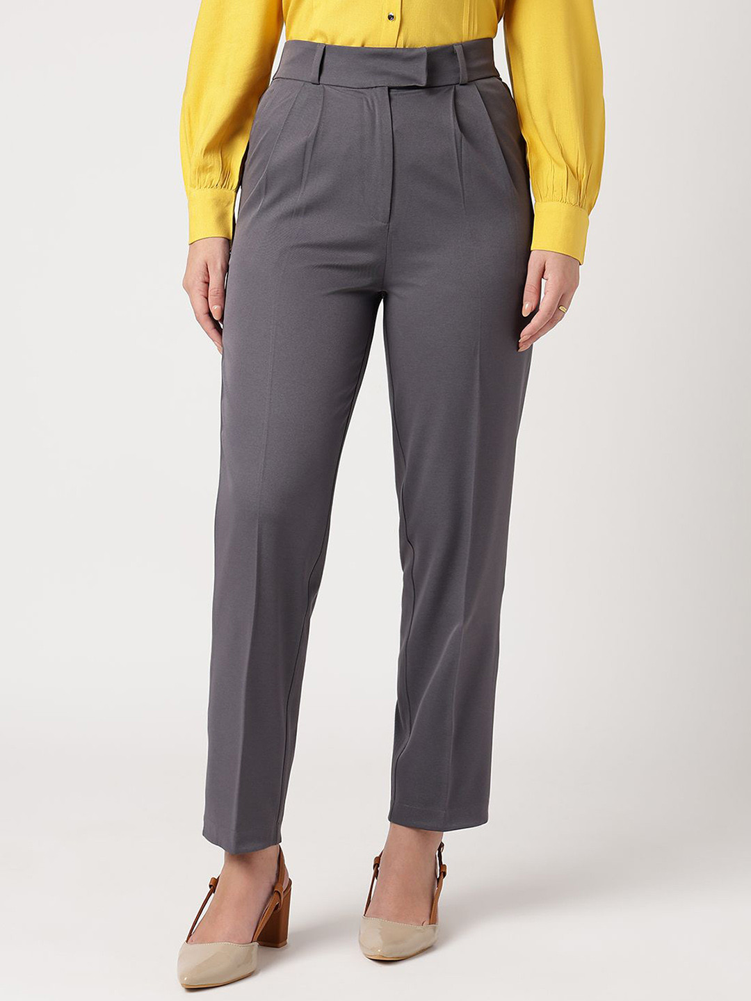 Strong And Brave Women Smart Mid-Rise Easy Wash Formal Trousers