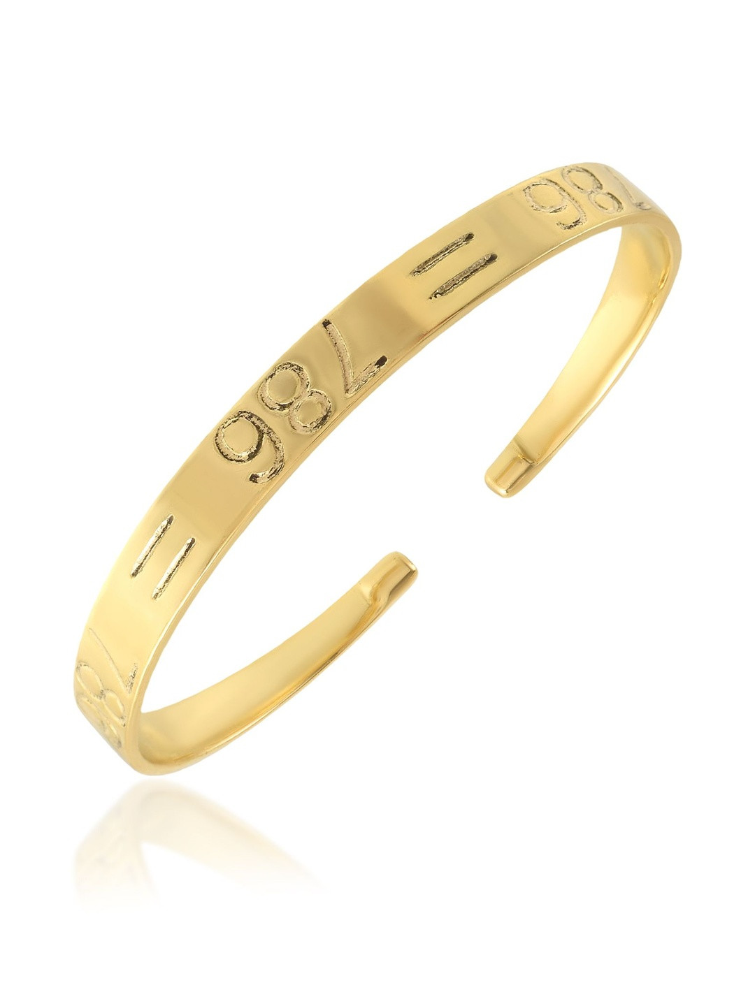 MEMOIR Unisex Brass 786 Muslim Islam Gold-Plated Kada Bracelet