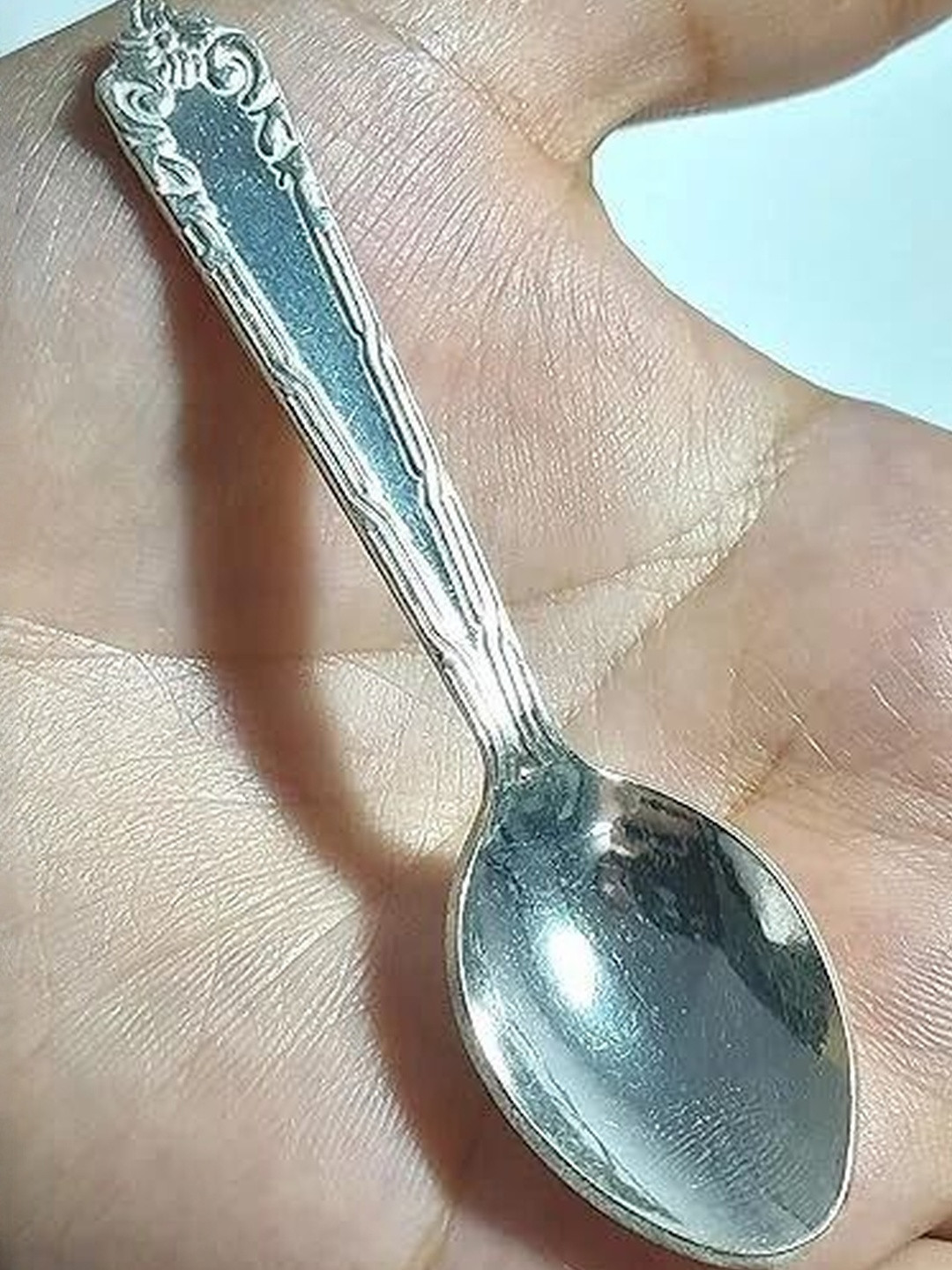 ASTRO-D Silver-Toned Spoon Medium size for Kanhaji Bal Gopal Religious Showpiece