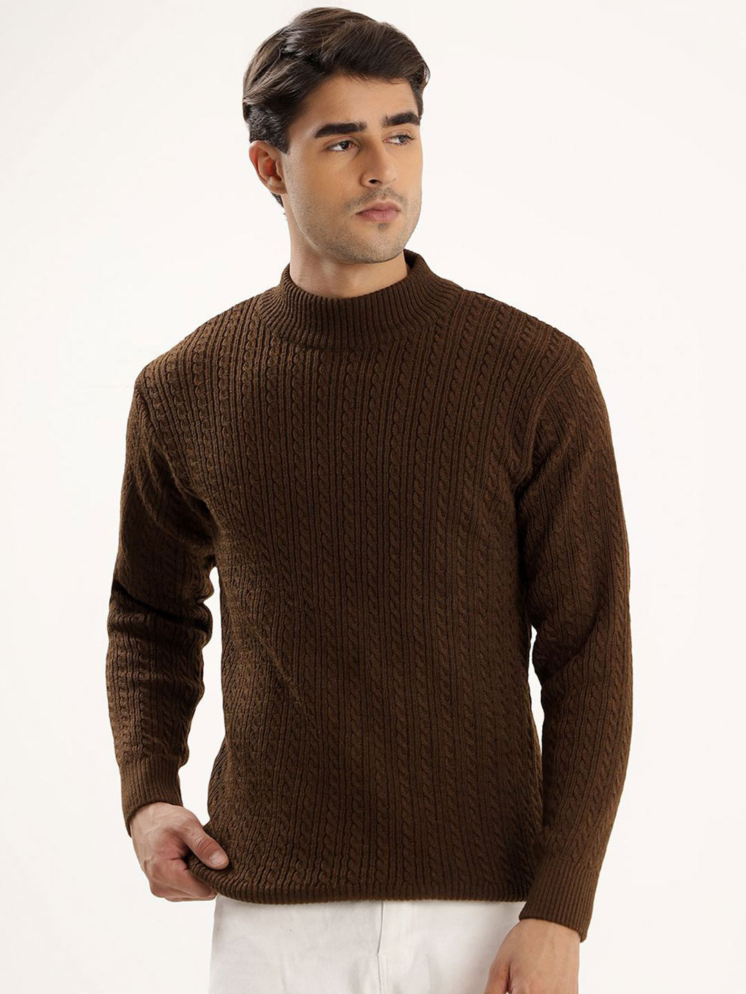 THE BEETEL HOUSE Men Striped High neck sweater