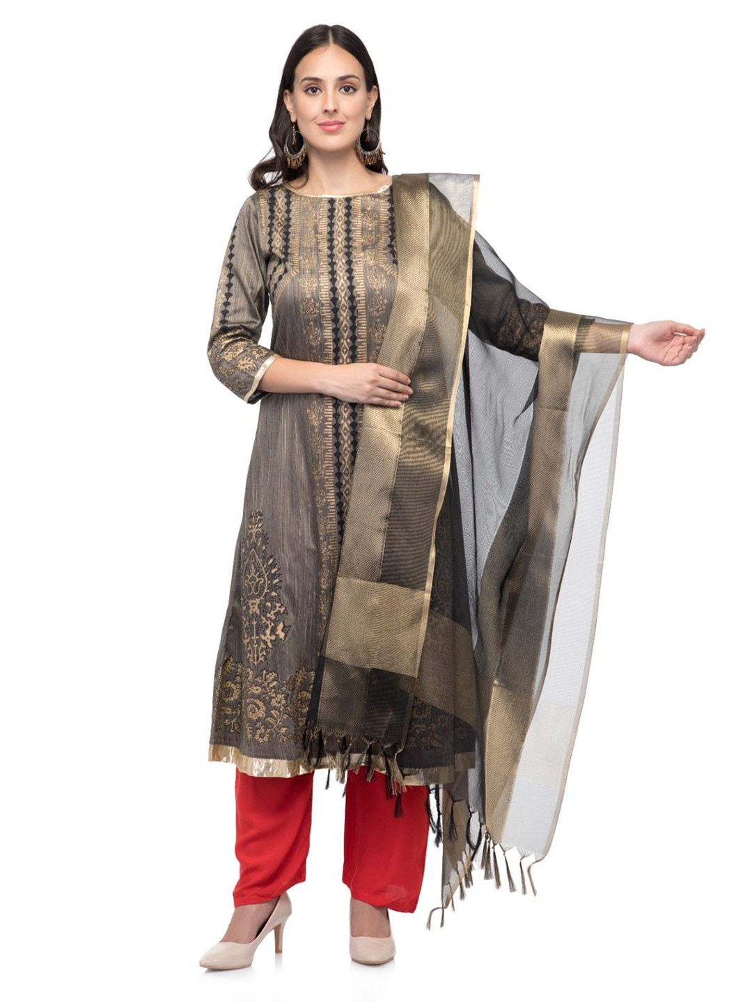 A R SILK DUPATTA HUB Floral Woven Design Art Silk Dupatta