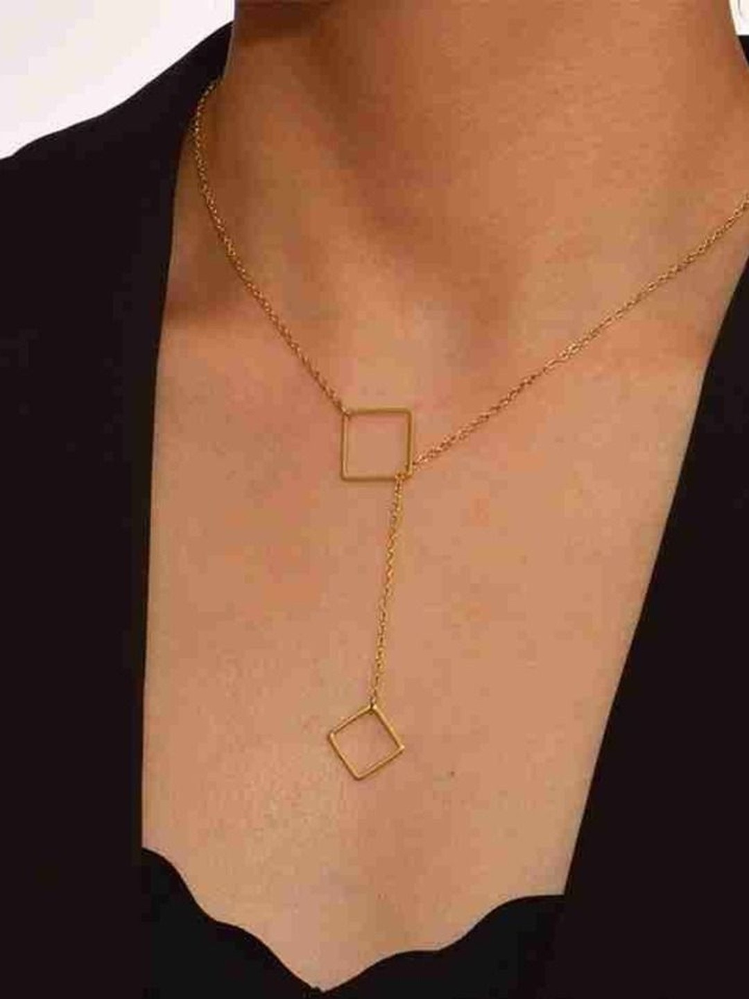 DressBerry Women Gold-Plated Single Layered Square Pendants