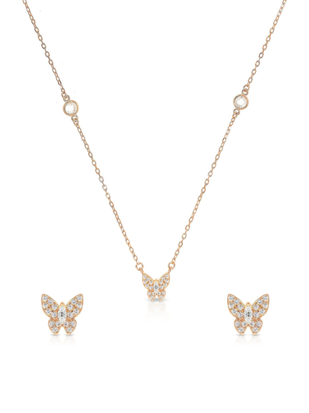 BHIMA 925 Sterling Silver Pearls Studded Necklace and Earrings