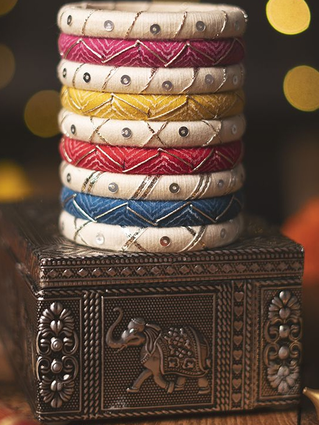 Taasha Craft Set Of 9 Mirror Work Bangles