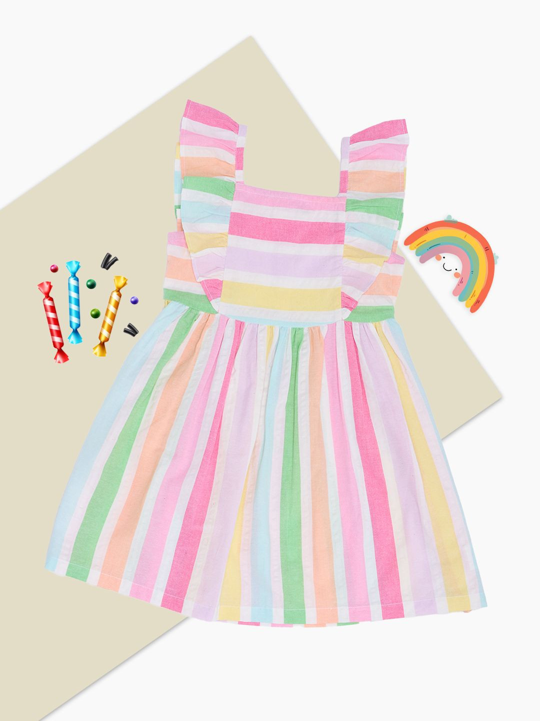 Pantaloons Junior Girls Striped Fit & Flare Dress
