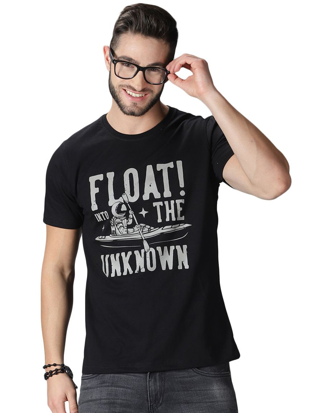 Y.O.U Typography Printed Round Neck Pure Cotton Regular Fit T-shirt