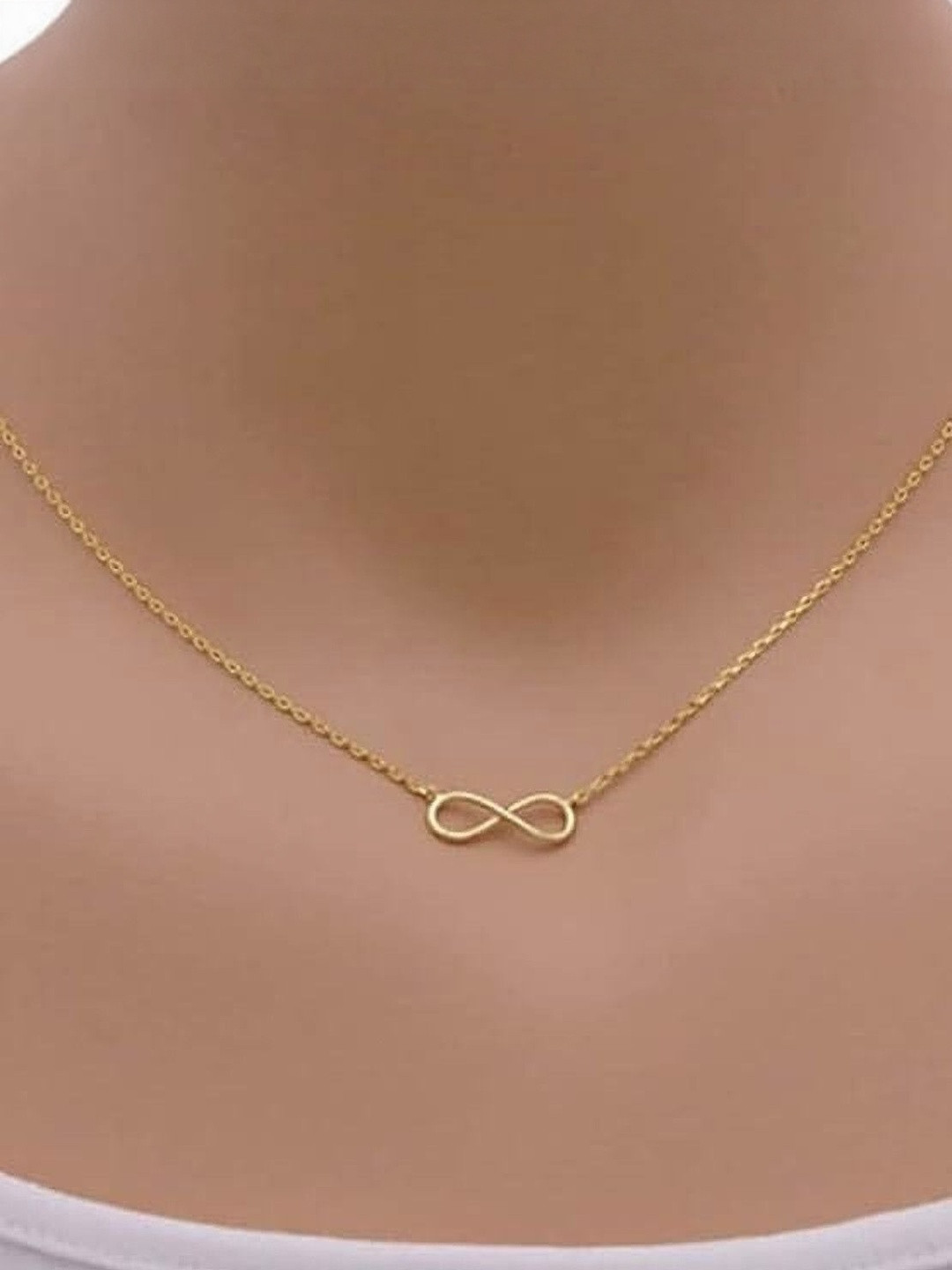 Rolss Stainless Steel Gold-Plated Infinity Minimal Necklace