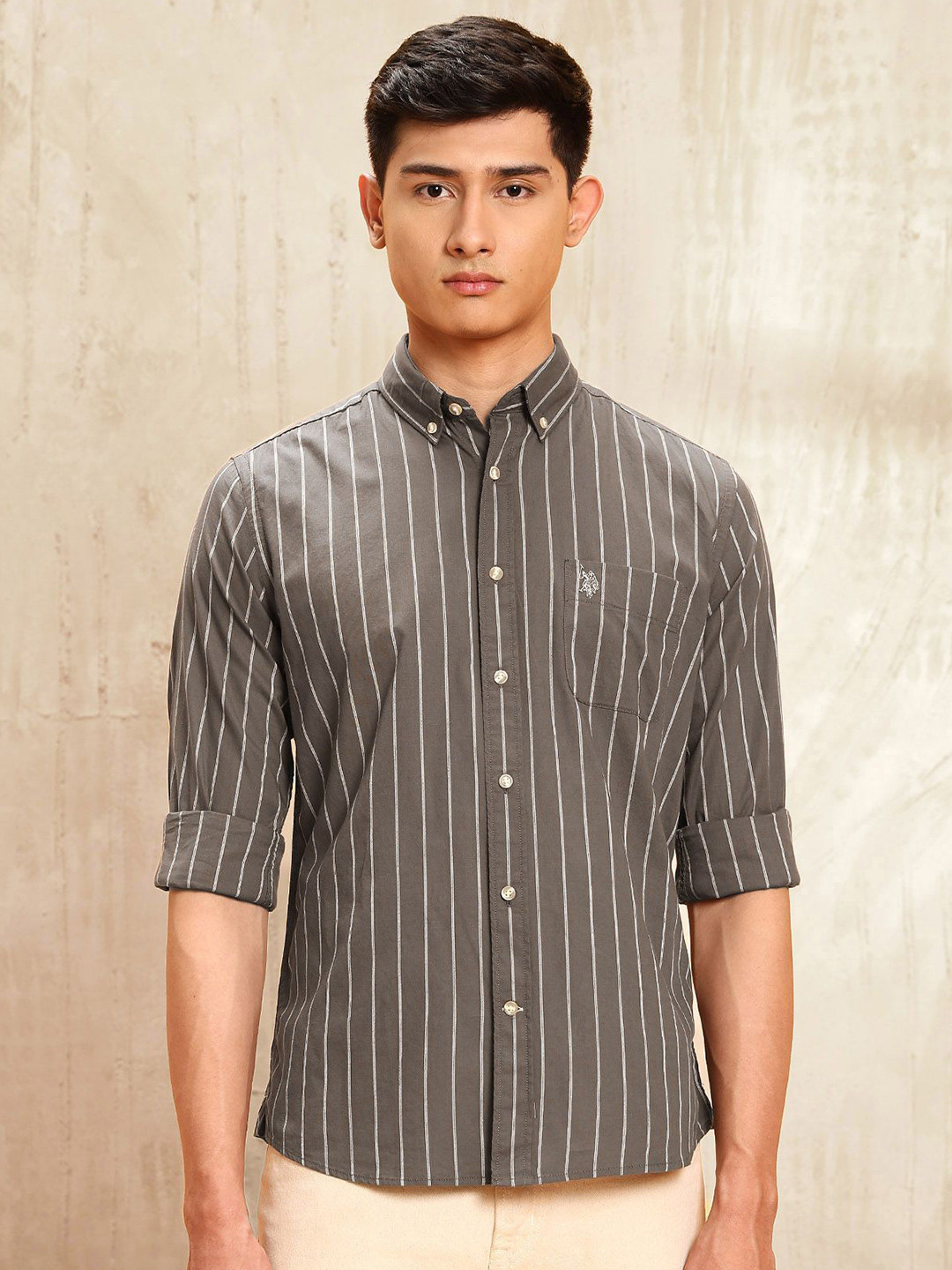 U.S. Polo Assn. Denim Co. Striped Button Down Collar Long Sleeves Cotton Shirt