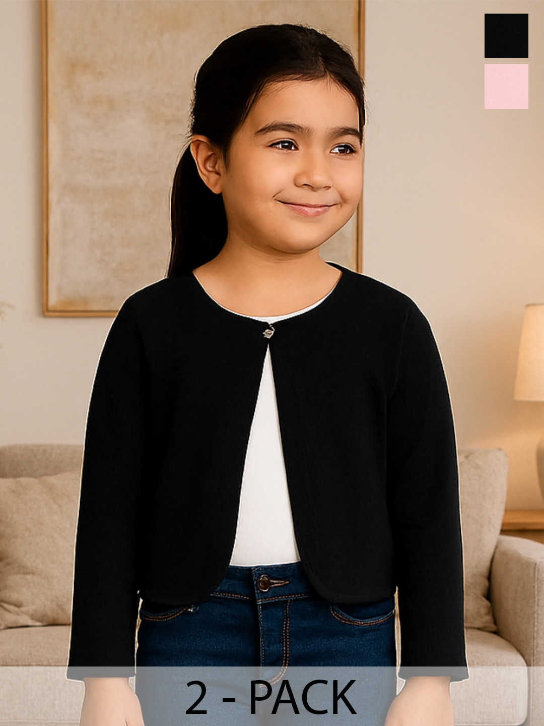 Kryptic Girls Pack of 2 Pure Cotton Buttoned Shrug