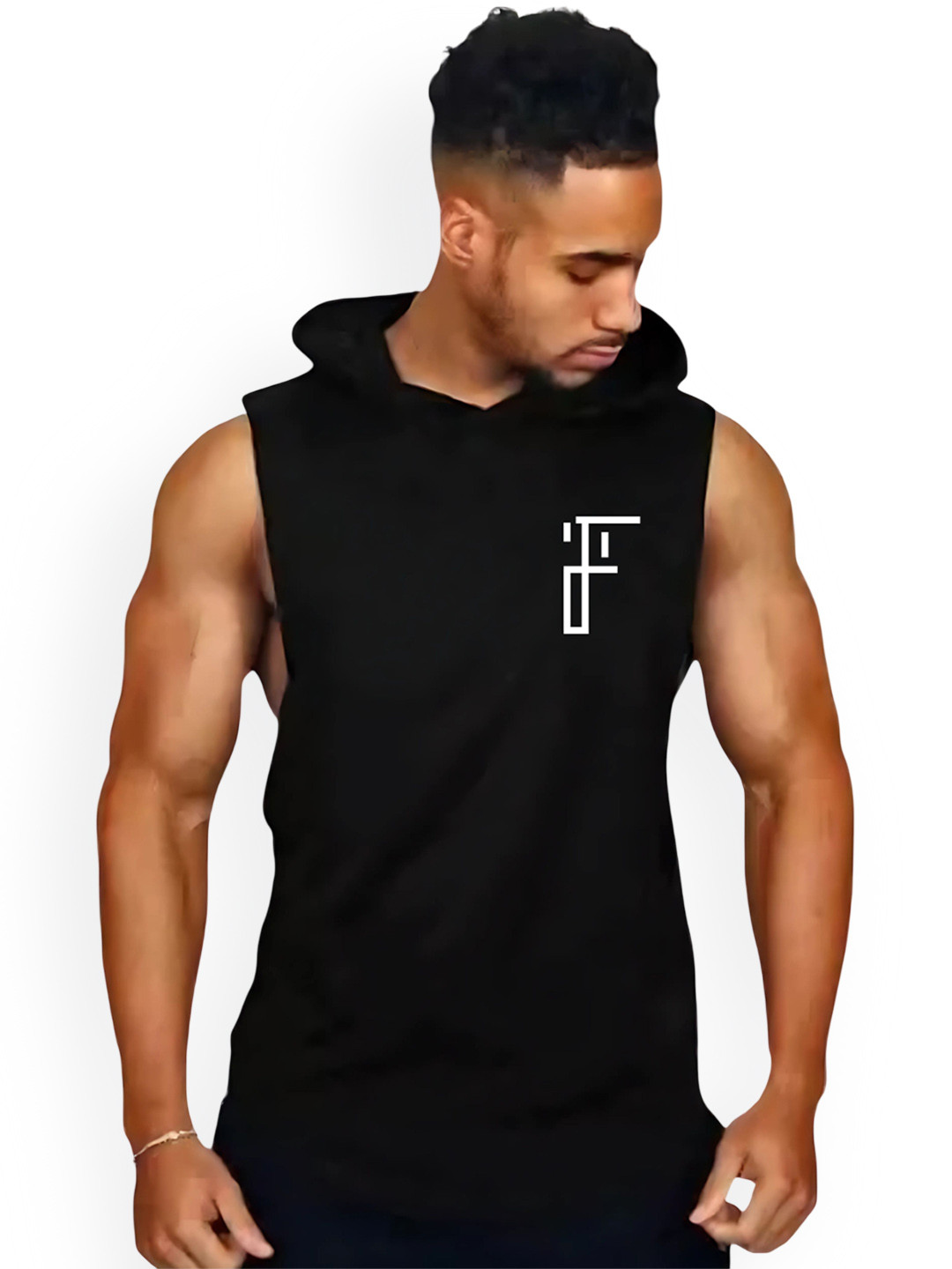Fashnobic Personal Problems Printed Hooded Neck Breathable Gym Vest