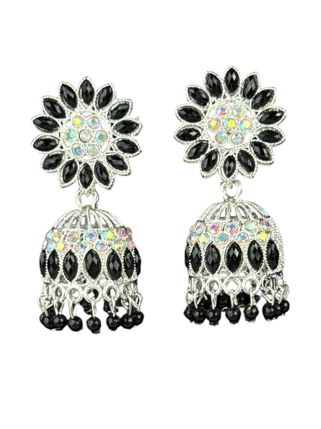 shreeji jewels Women Floral Jhumkas Earrings With Artificial Stones Work