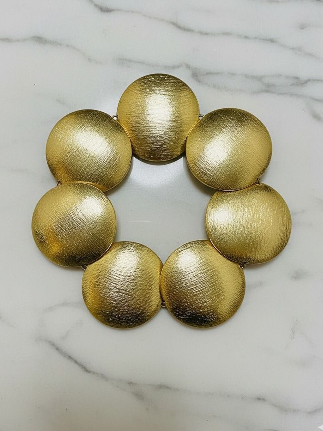 Chic Laddies Gold-Plated Chunky Circular Disc Elasticated Bracelet