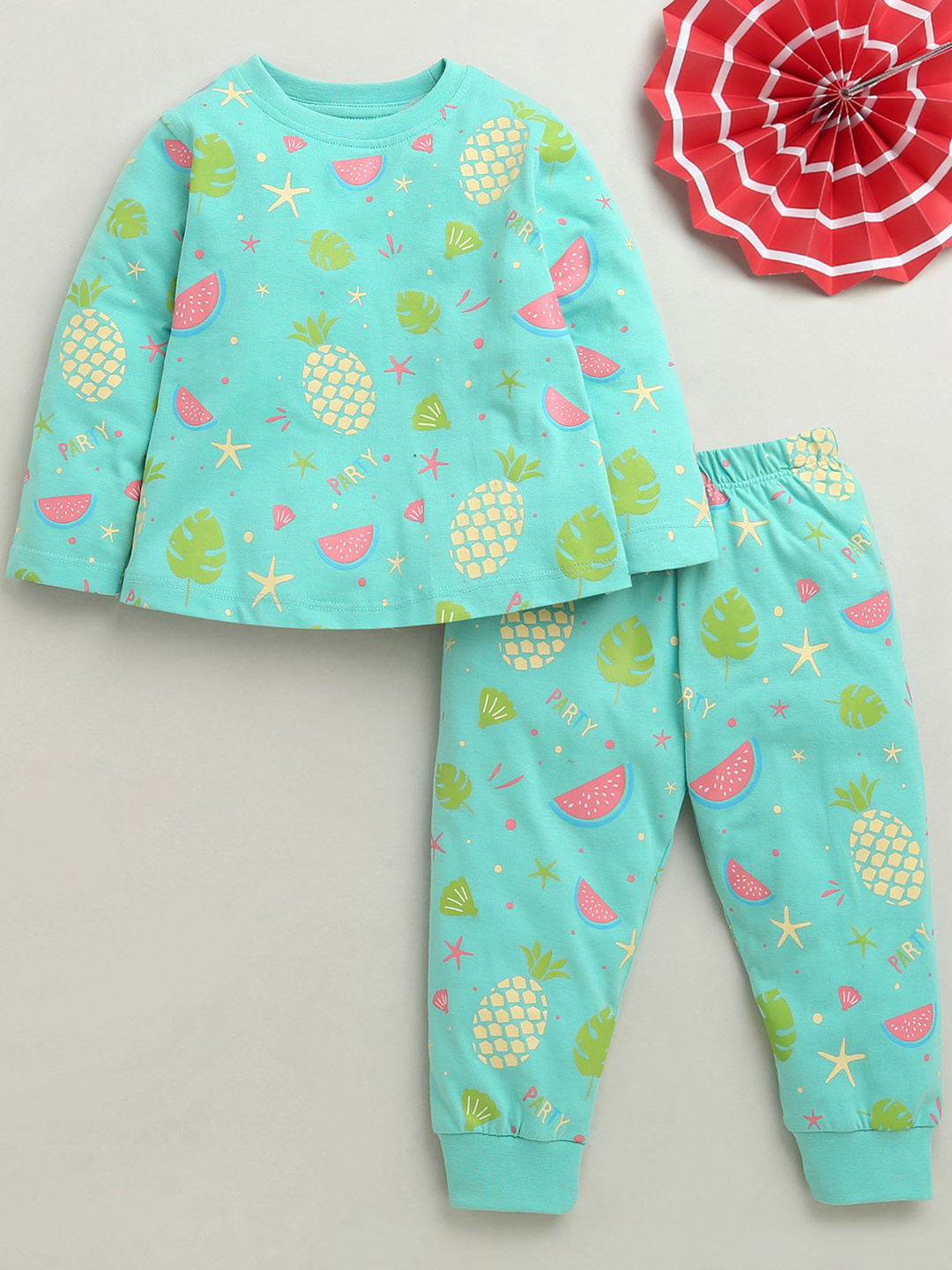BUMZEE Girls Printed Pure Cotton Night suit