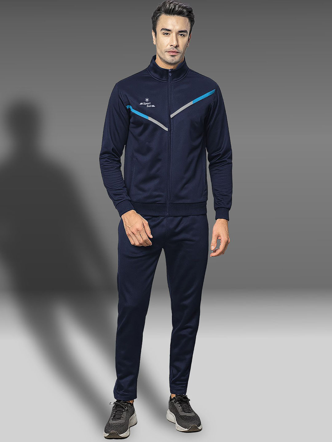 SPORT SUN Men Mock Collared Mid-Rise Tracksuits