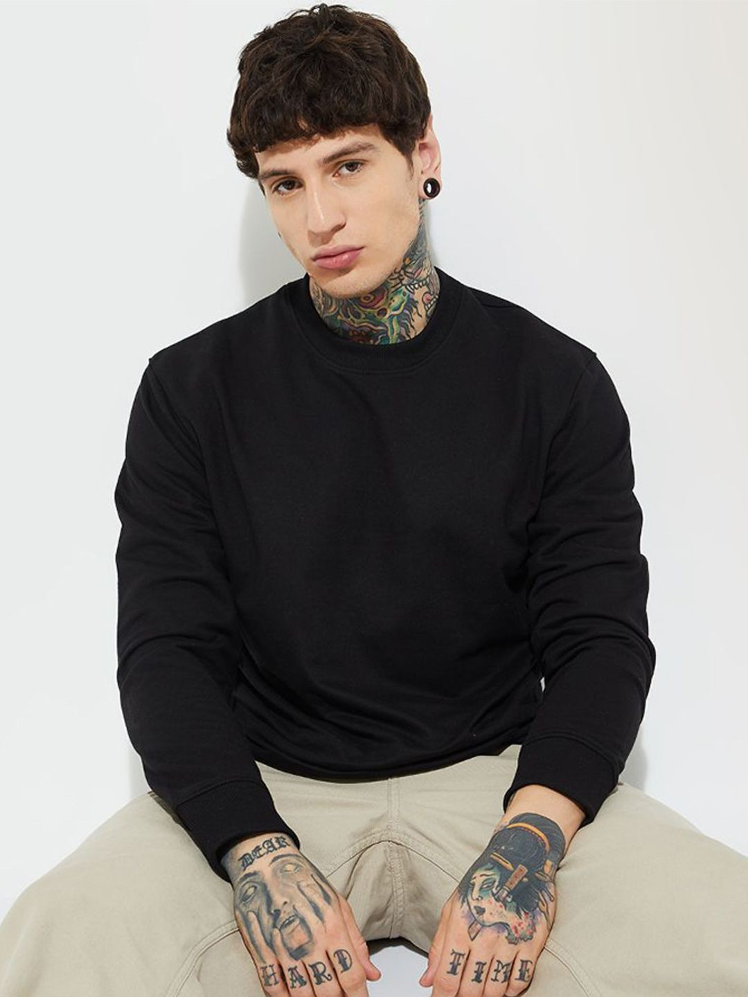 URBANICE Winter Essentials Mens Solid Mock neck Sweatshirt