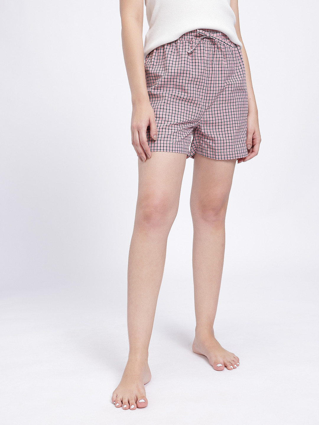 glitchez Women Checked High-Rise Boxer Shorts