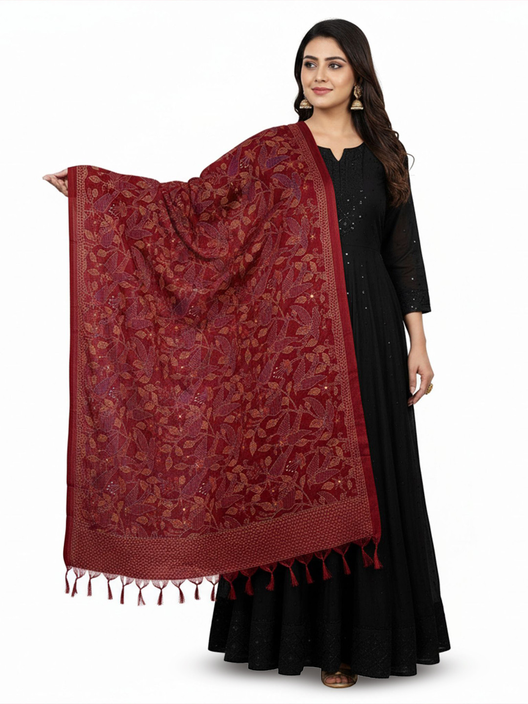 Traditions Bazaar Birds Embroidered Kantha Work Dupatta