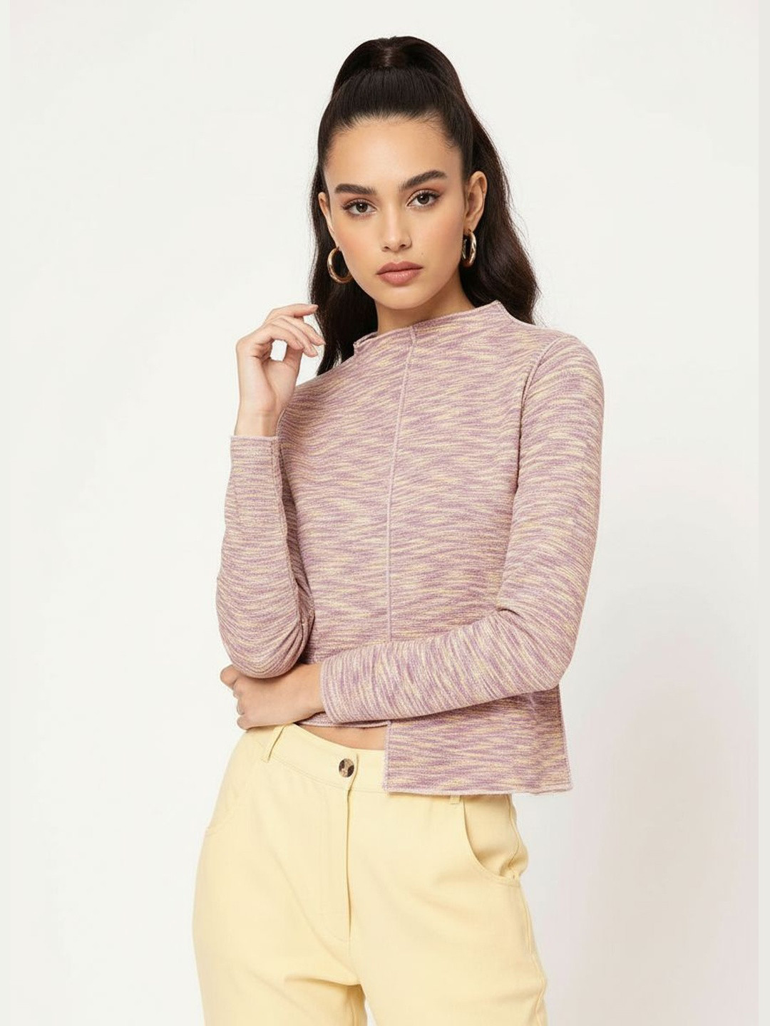 DressBerry Nomadic Knits Upturn Stitch Asymmetric Hem Top