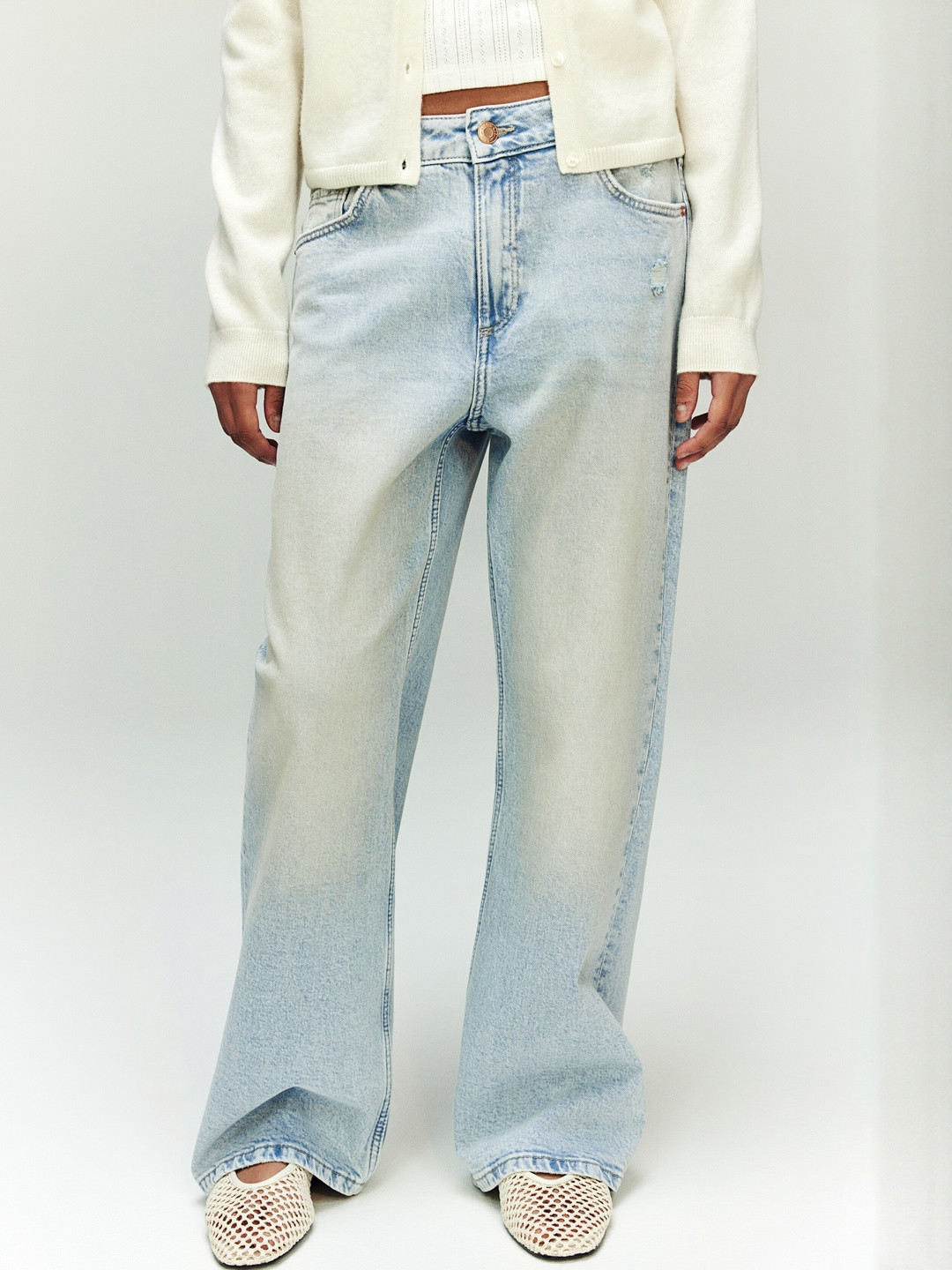 H&M Girls Baggy Fit Bootcut Leg Jeans