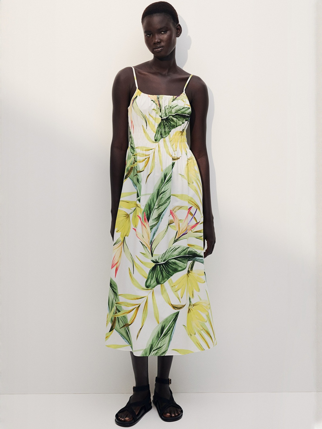 H&M Smock-Detail Poplin Dress