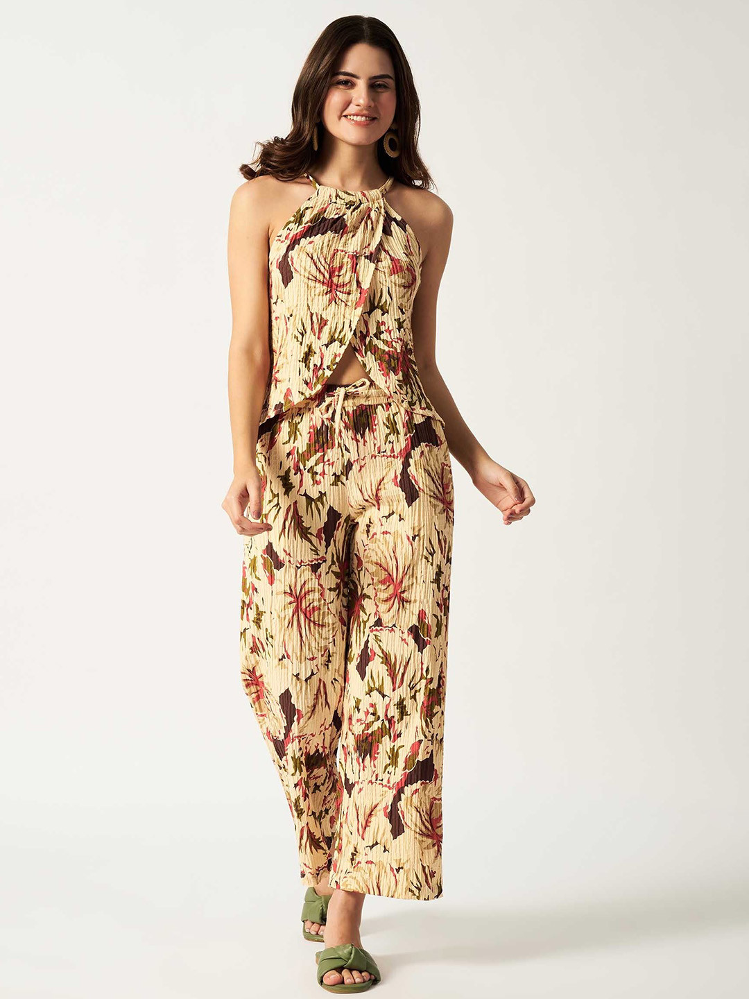 House of Sal Moana Printed Halter Neck Top With Trouser