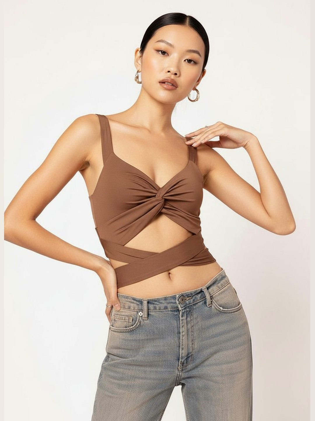 DressBerry Knotty Nice Twisted Tie-Up Crop Top