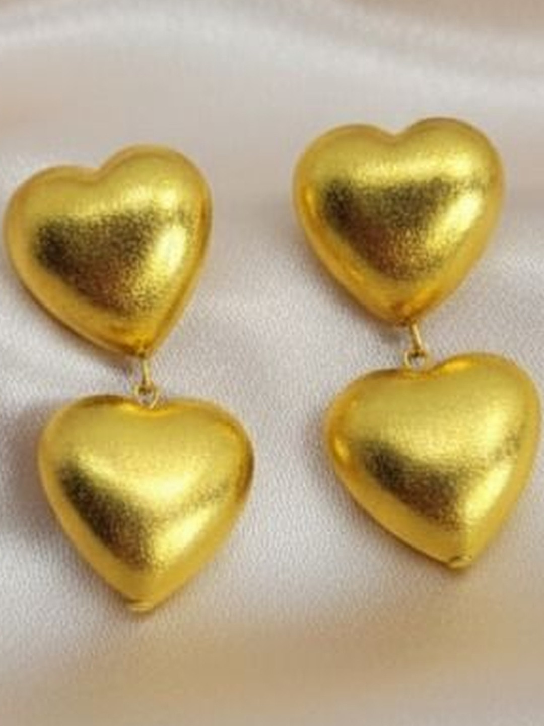 Chic Laddies Gold Plated Heart Shaped Drop Earrings