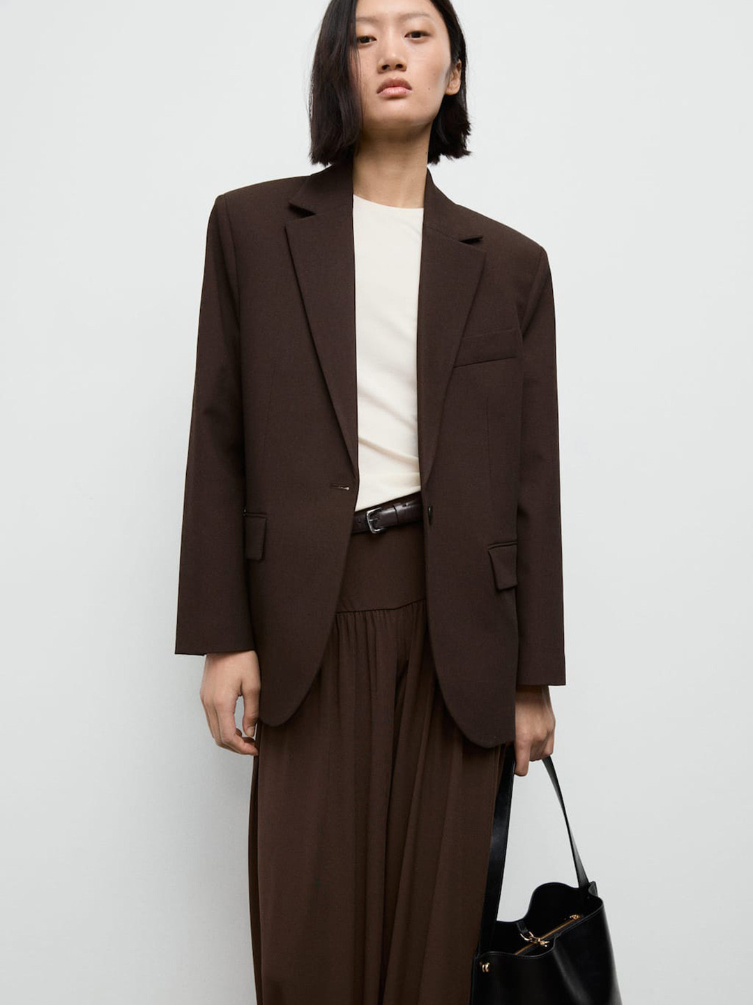 MANGO Straight Fit Single-Breasted Semiformal Blazer