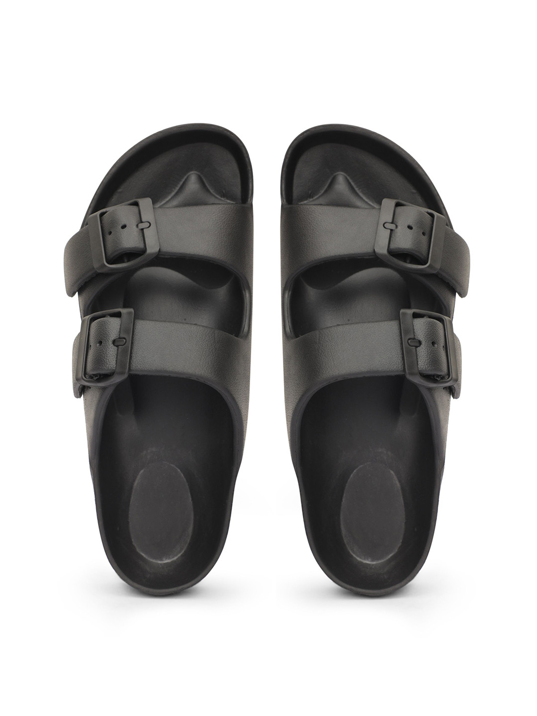Ziera Women Solid Rubber Sliders with Buckles Detail